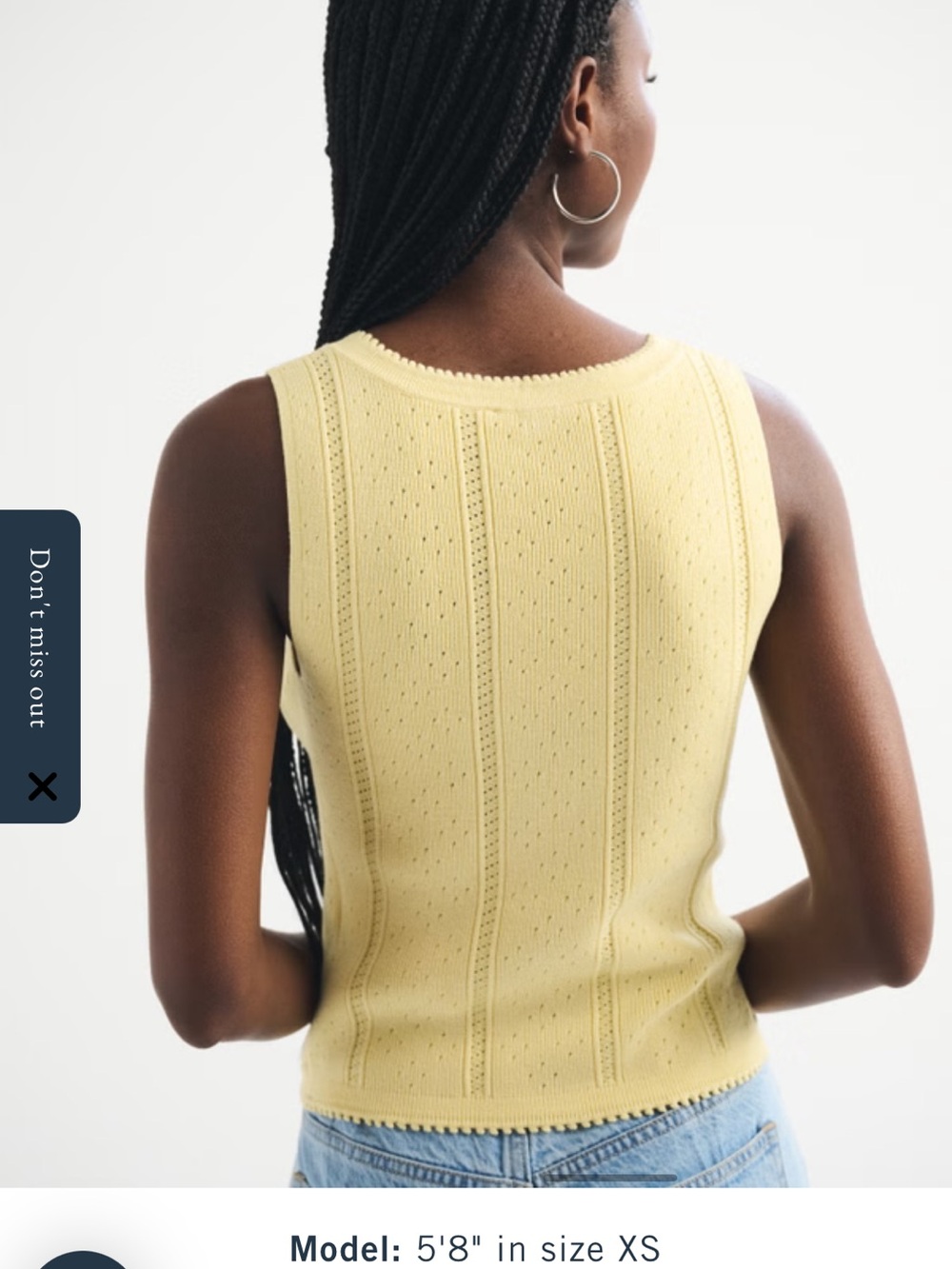 Abercrombie & Fitch Pale Yellow Knit Button-Front Camisole SMALL NWOT - Picture 3 of 5